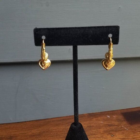 Swarovski Swan Signed Heart Round Crystal Pierced Earrings. - Picture 7 of 9